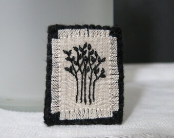 Hand Embroidered Brooch Pin, Nature Inspired Textile Art Jewelry, Tree Brooch, Handmade Embroidery Brooch