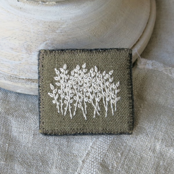 Botanical Hand Embroidered Textile Art Brooch Hand Stitched Jewelry, Wearable Art, Nature Lover Gift, Handmade in USA