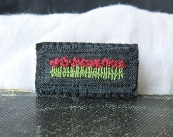 Hand Embroidered Poppy Brooch: Red Floral Textile Art