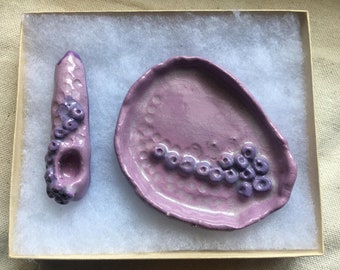 Purple Haze - ceramic glazed ashtray and tobacco pipe combo