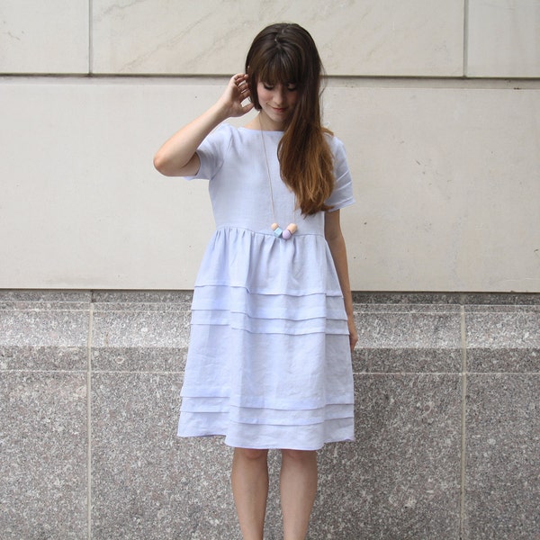SALE Appleyard Pintuck Dress in Light Blue