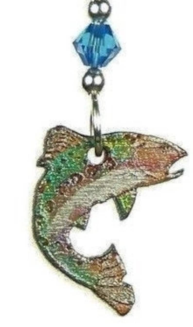 TROUT EARRINGS Rainbow Trout Laser Carved Wood Earrings Nature Jewelry