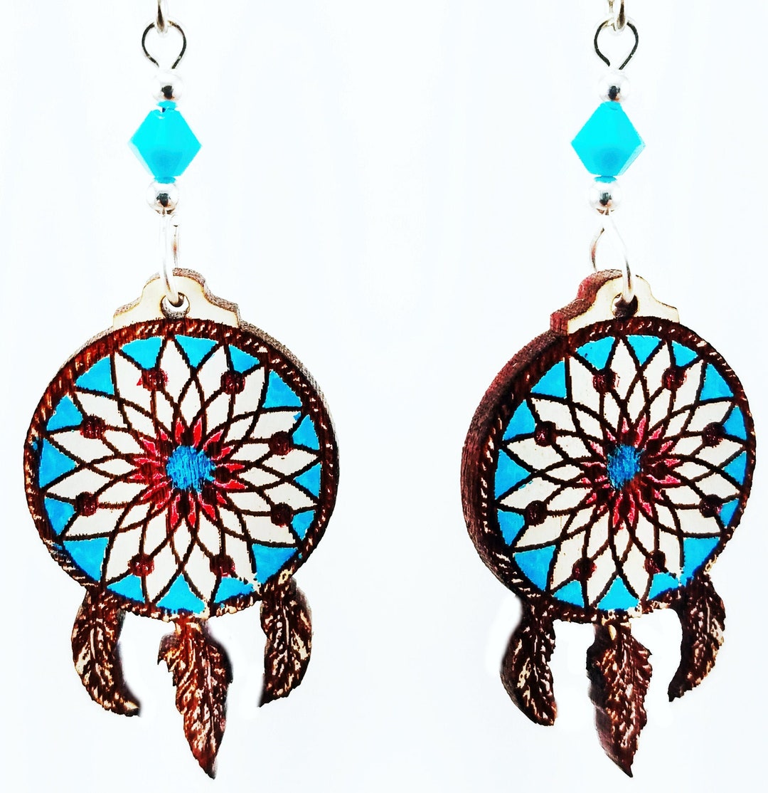 Dream Catcher EARRINGS laser Cut Wood Dream Catcher Jewelry Etsy