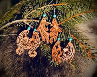 Tooled Leather Earrings