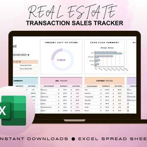 Real Estate Transaction Sales Tracker | Editable Spreadsheet for Property Sales | Income Tracker & Planner | Digital Download
