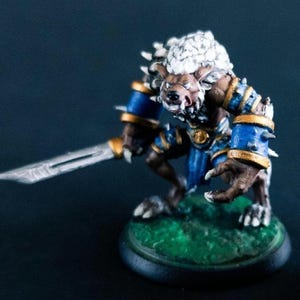 Guerrier loup-garou - Monstre miniature peint à la main pour donjons et dragons, Pathfinder et tous les types de jeux de table