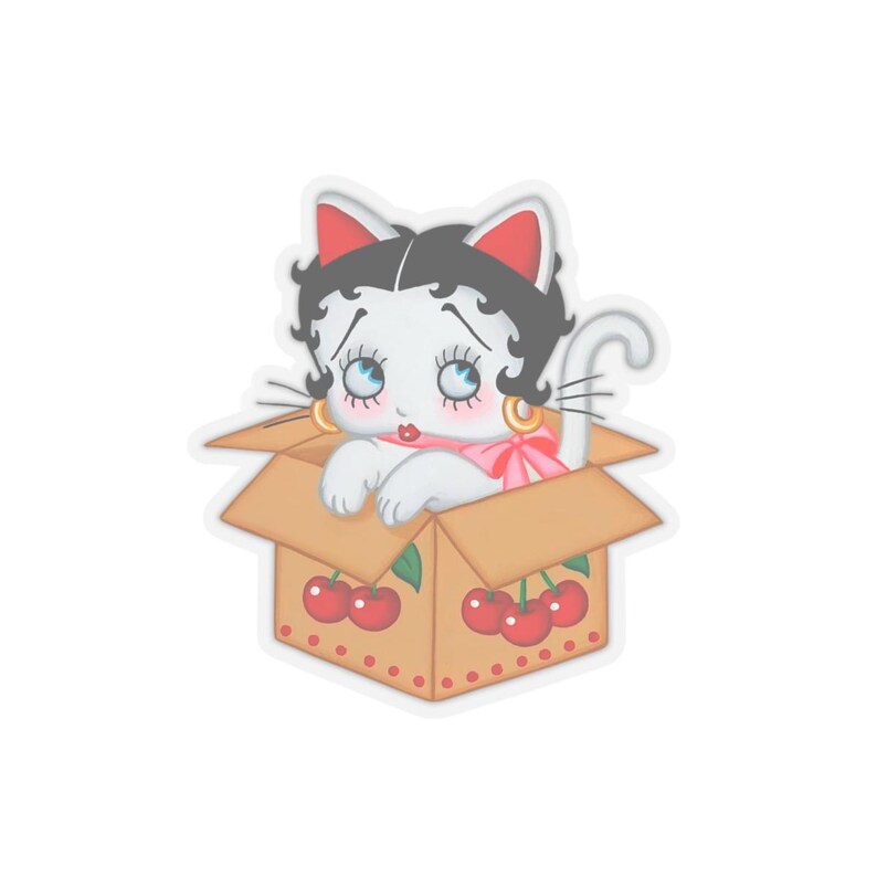 Kiss-cut Stickers, Betty Boop Cat in Box Tattoo Style, Fun Sticker Pack ...