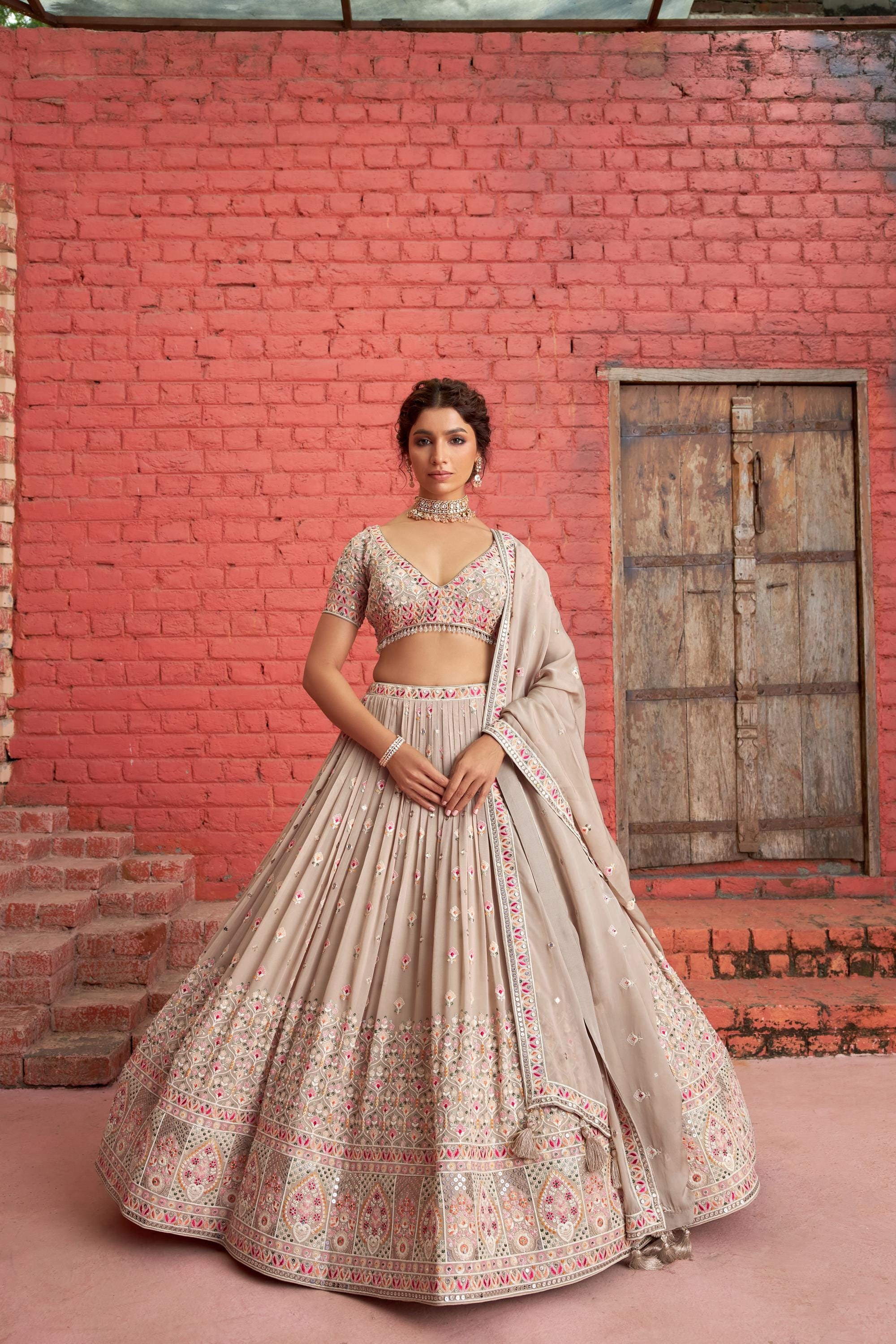 strapless open back dress Emerald Green High Neck Bow Lehenga