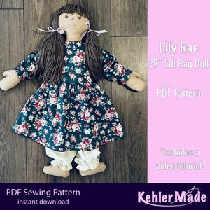 Lily Rae Large Rag Doll PDF Pattern