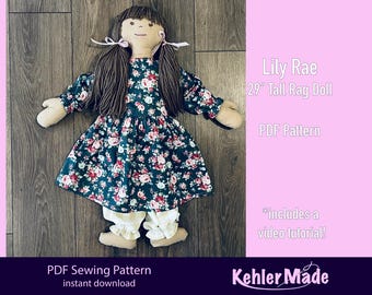 Lily Rae Large Rag Doll PDF Pattern
