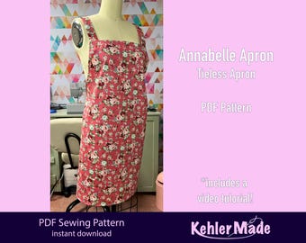 Annabelle Apron - tieless apron PDF Pattern