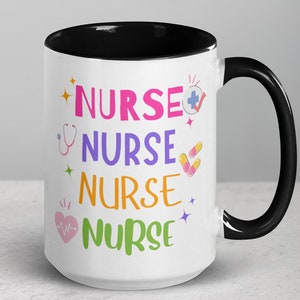 Nurse Coffee Mug –Color Inside, RN Gift, Medical Worker Cup, BPA-Free, Ceramic, healthcare mug,Dishwasher & Microwave Safe, Nursing Life Mug