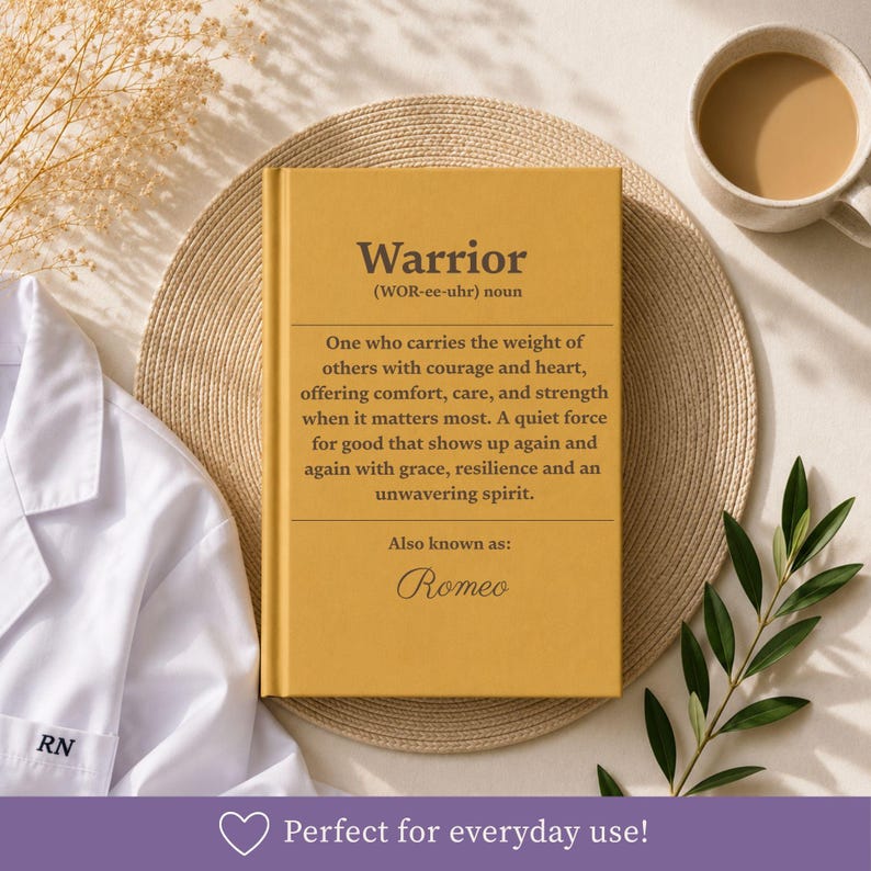 Custom Nurse Appreciation Present Personalized Name Journal Warrior Definition Cover Inspirational Writing Keepsake Professional Healthcare Gift Lined Notebook Pages Graduation Present Thank You Token Daily Reflection Notes Memory Recording