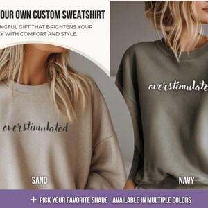 Everyday Comfort Wear Embroidered ADHD Sweatshirt Neurodiversity Crewneck Pullover Mental Health Expression Humor Statement Piece Soft Material Quality Construction Durable Design No Side Seams Reduced Irritation Perfect Gift Idea