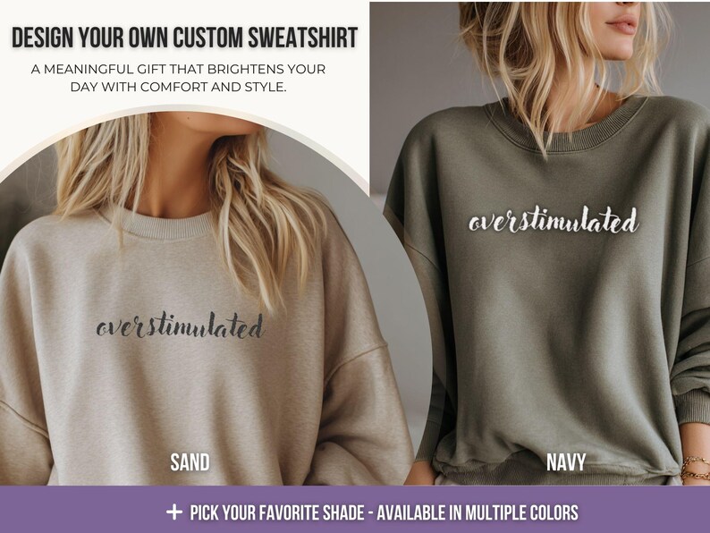 Everyday Comfort Wear Embroidered ADHD Sweatshirt Neurodiversity Crewneck Pullover Mental Health Expression Humor Statement Piece Soft Material Quality Construction Durable Design No Side Seams Reduced Irritation Perfect Gift Idea