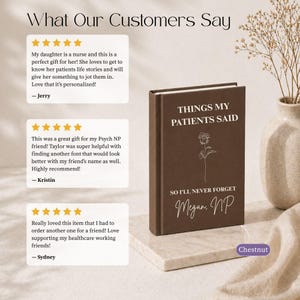 May include: A graphic with the text "WHAT OUR CUSTOMERS SAY" and customer testimonials about a journal. The bottom of the graphic reads "PERFECT FOR GIFTING - A JOURNAL THAT INSPIRES EVERY DAY!"
