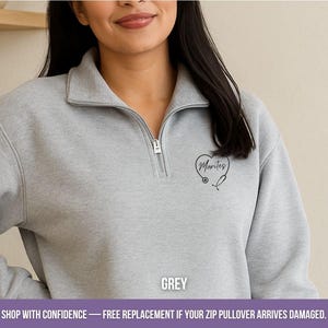 Quarter Zip Pullover Personalized Nurse Gift Custom Name Embroidered Stethoscope Heart Design Medical Professional Fleece Jacket Healthcare Worker Appreciation Present Unisex Fit Comfortable Layer Nursing Apparel Birthday Gift Graduation