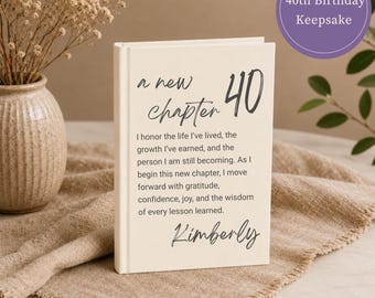 40th Birthday Gift Woman Journal Personalized Notebook Hardcover Lined Writing Book Memory Keepsake Milestone Celebration Turning Forty