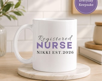 Nurse Ceramic Mug Personalized Gift Registered Graduation Present Hospital Shift Coffee Cup Custom Name Rn Medical Professional Drinkware