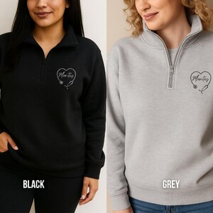 Nurse Quarter Zip Custom Name Embroidered Pullover Stethoscope Heart Design Medical Professional Gift Healthcare Worker Appreciation Fleece Jacket Personalized Nursing Apparel Unisex Comfortable Fit Layer Over Scrubs Birthday Present
