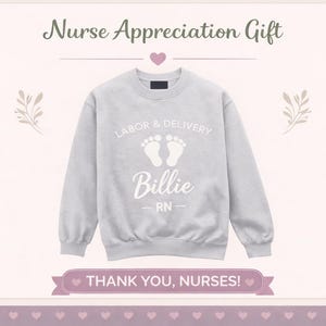Custom Embroidered Nurse Sweatshirt Mother Baby Postpartum Specialist Crewneck Personalized Name Pullover Labor Delivery Healthcare Worker Gift Professional Apparel Hospital Staff Clothing Soft Comfortable Shift Wear Nurse Appreciation