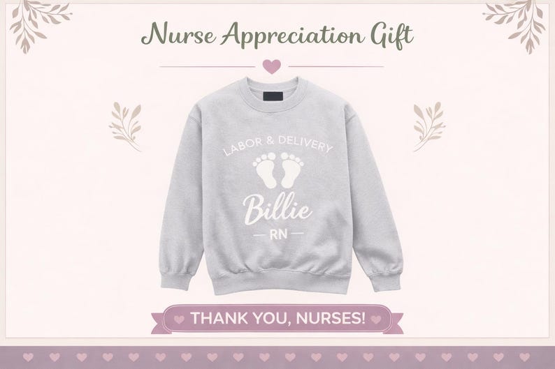 Custom Embroidered Nurse Sweatshirt Mother Baby Postpartum Specialist Crewneck Personalized Name Pullover Labor Delivery Healthcare Worker Gift Professional Apparel Hospital Staff Clothing Soft Comfortable Shift Wear Nurse Appreciation