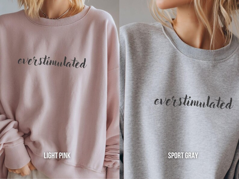 Everyday Comfort Wear Embroidered ADHD Sweatshirt Neurodiversity Crewneck Pullover Mental Health Expression Humor Statement Piece Soft Material Quality Construction Durable Design No Side Seams Reduced Irritation Perfect Gift Idea