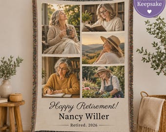 Teacher Retirement Gift Idea Personalized Photo Blanket Custom Woven Cotton Throw Memorial Keepsake Teacher Appreciation Coworker Farewell