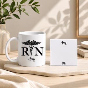 Custom Name Mug Nurse Graduation Present Personalized Coffee Cup Medical Professional Gift Registered Nurse Drinkware Hospital Shift Essential Morning Beverage Container Healthcare Celebration Memento Career Achievement Recognition Premium