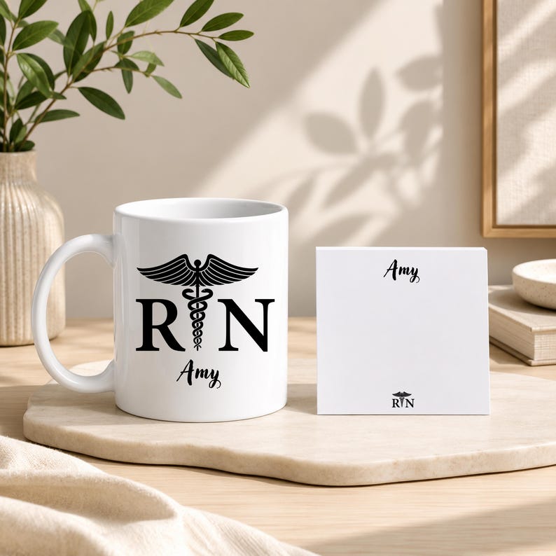 Custom Name Mug Nurse Graduation Present Personalized Coffee Cup Medical Professional Gift Registered Nurse Drinkware Hospital Shift Essential Morning Beverage Container Healthcare Celebration Memento Career Achievement Recognition Premium