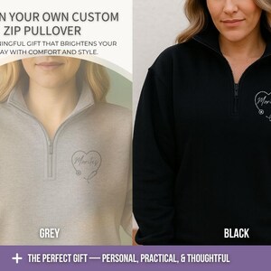 Embroidered Stethoscope Heart Design Personalized Nurse Quarter Zip Pullover Custom Name Medical Professional Gift Healthcare Worker Appreciation Fleece Jacket Unisex Fit Comfortable Nursing Apparel Layer Over Scrubs Birthday Present
