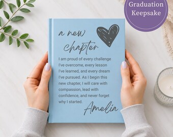 College Graduation Gift Idea Nursing School Kids Going Away Personalized Hardcover Journal Custom Name Notebook Memory Book Keepsake New