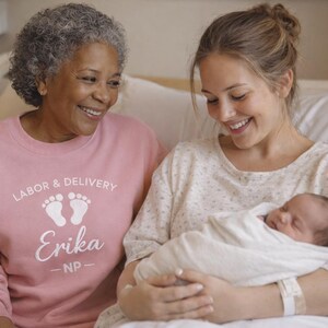 Nurse Appreciation Gift Mother Baby Sweatshirt Custom Embroidered Crewneck Personalized Labor Delivery Specialist Pullover Postpartum Healthcare Worker Apparel Hospital Staff Present Professional Comfort Clothing Medical Team Gift Soft Cozy
