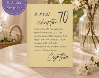70th Birthday Gift for Her Turning Seventy Milestone Keepsake Personalized Journal Hardcover Notebook Lined Writing Memory Book