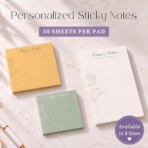 Personalized Sticky Note Pad Custom Memo Office Desk Notepad Professional Stationery Gift Coworker Appreciation Present Employee Name Supply