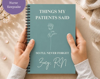 Verpleegkundige dagboek Patiënt citaten Geheugenboek Gezondheidszorgprofessional Medisch cadeau NP Afstuderen cadeau idee Gepersonaliseerde notitieboek