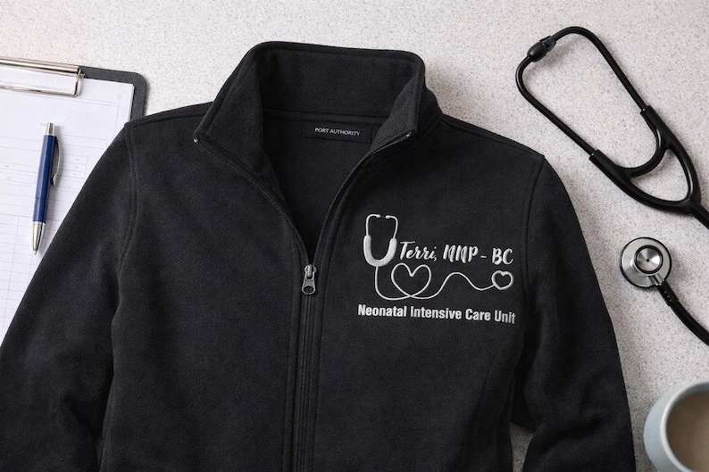 Personalized Nurse Jacket Custom Embroidered Name Gift For Nursing Graduation Present Healthcare Professional Fleece Zip Workwear Medical Apparel RN Student Nurse Appreciation Gift Her Hospital Clinical Setting Professional Nursing Jacket