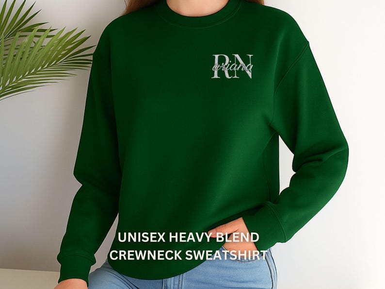 Custom Healthcare Gift Personalized Nurse Sweatshirt Embroidered Name Design RN Graduate Present Professional Medical Worker Apparel Nursing Staff Appreciation Crewneck Comfortable Style Hospital Employee Clothing Credential Embroidery