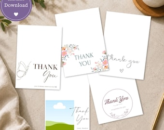 Printable Thank You Card Template Digital Download Instant Access Canva Editable Wedding Stationery Bridal Shower Baby Celebration Birthday