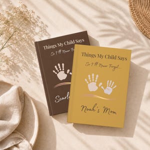 Custom Mom Gift Personalized Baby Book Handprint Memory Journal Things My Child Says Keepsake Recording Notebook Kids Quote Collection Toddler Milestone Tracker First Year Parent Treasure Preserve Childhood Memories Funny Sayings Book