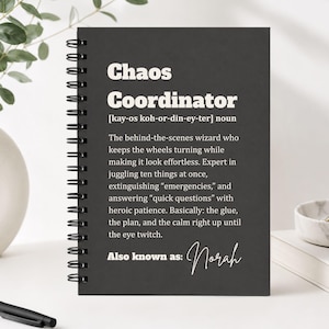 Office Manager Gift Ideas Personalized Notebook Custom Name Journal Chaos Coordinator Definition Cover Spiral Bound Planner Office Professional Appreciation Present Thank You Recognition Employee Coworker Boss Office Manager Gift Personalized Office Manager Notebook