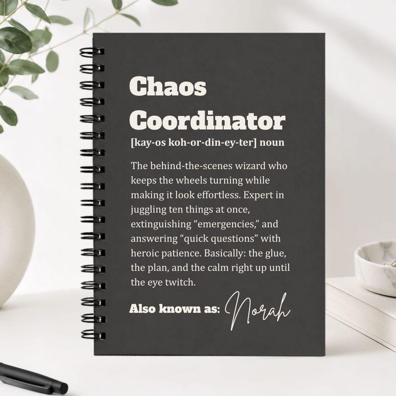 Office Manager Gift Ideas Personalized Notebook Custom Name Journal Chaos Coordinator Definition Cover Spiral Bound Planner Office Professional Appreciation Present Thank You Recognition Employee Coworker Boss Office Manager Gift Personalized Office Manager Notebook
