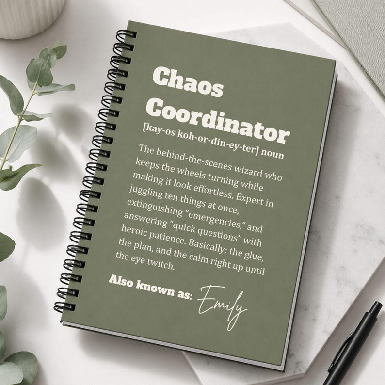 Administrative Assistant Gift Personalized Notebook Chaos Coordinator Office Manager Appreciation Present Ideas Custom Name Planner Desk Organizer Coworker Leaving Boss Recognition Spiral Journal Work Diary Professional Thank You Employee Administrative Assistant Gift Ideas