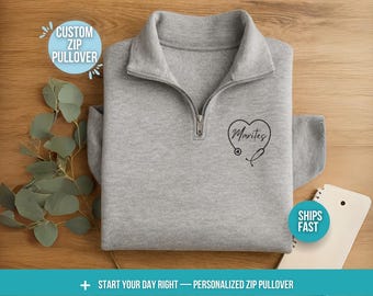 Personalized Nurse Embroidered Stethoscope Quarter Zip Pullover Gifts for Nurses, Healthcare Workers and Doctors