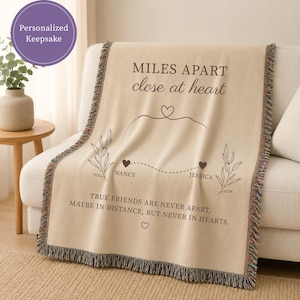 Long Distance Friendship Gift Personalized Best Friend Long Distance Birthday Gift Moving Away Present Custom Name Blanket Throw Woven