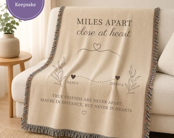 Long Distance Friendship Gift Personalized Best Friend Long Distance Birthday Gift Moving Away Present Custom Name Blanket Throw Woven