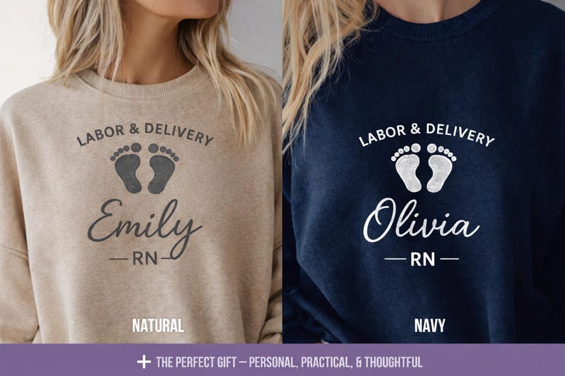 Soft Comfortable Nurse Sweatshirt Mother Baby Specialist Apparel Custom Embroidered Crewneck Personalized Healthcare Worker Pullover Postpartum Labor Delivery Professional Clothing Hospital Staff Gift Cozy Shift Day Wear Nurse Appreciation