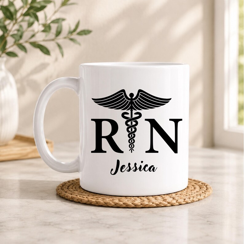 Personalized Nurse Mug Custom Name Design Graduation Gift Medical Professional Present Ceramic Coffee Cup Hospital Shift Essential Registered Nurse Celebration Meaningful Keepsake Morning Ritual Companion Nursing Career Milestone