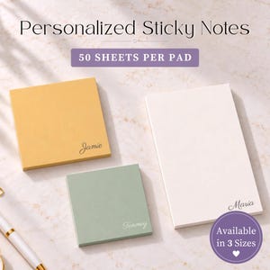 Personalized Sticky Note Pad Custom Name Notepad Desk Accessory Office Supply Teacher Gift Coworker Appreciation Bridesmaid Thank You