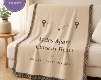 Moving Away Gift Friend Personalized Couple Blanket Long Distance Relationship Present Anniversary Custom Name Throw Family Keepsake Idea